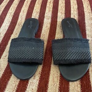 Black Woven Slide Sandals. Size 8